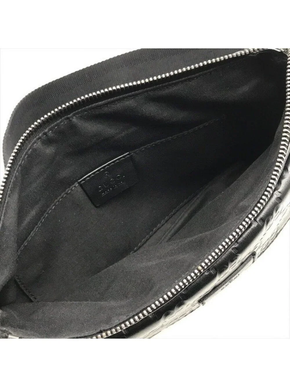 Gucci Guccissima Leather Logo Embossed Belt Bag Black Blunt Gentleman